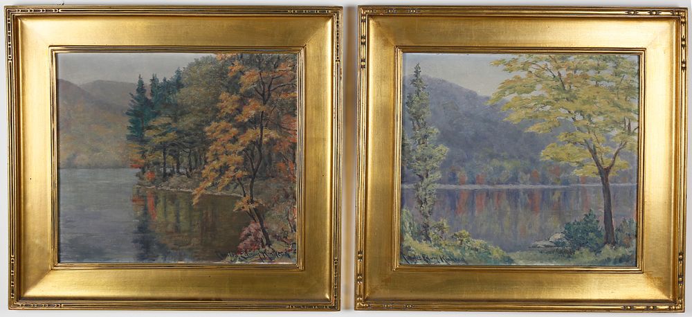 Appraisal: Pair of Charles Edwin Kinkead Oils on Board Lake Scenes