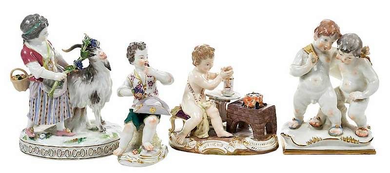 Appraisal: Four Meissen Porcelain Figurines of Children German th th century