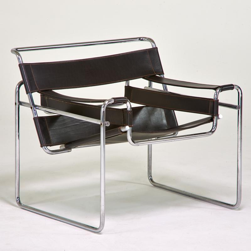 Appraisal: MARCEL BREUER GAVINA Wassily chair Italy s Stainless steel stitched