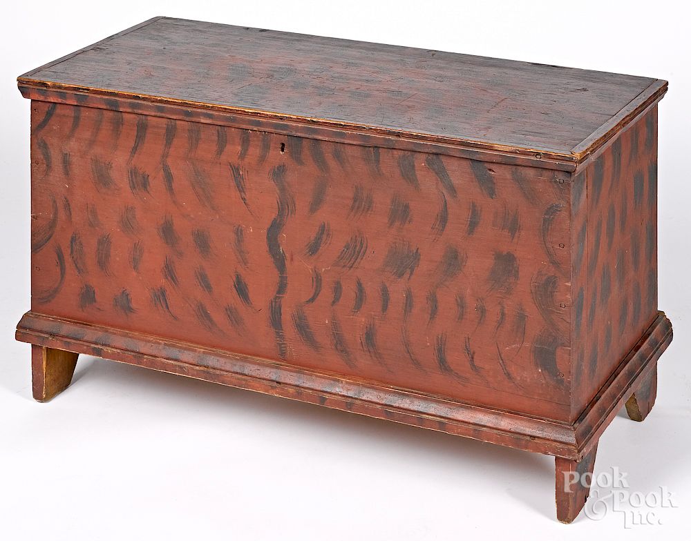 Appraisal: Diminutive New England painted pine blanket chest Diminutive New England