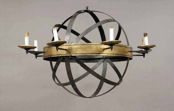 Appraisal: Contemporary Gilt and Patinated Metal Armillary-Form Eight-Light Chandelier in in