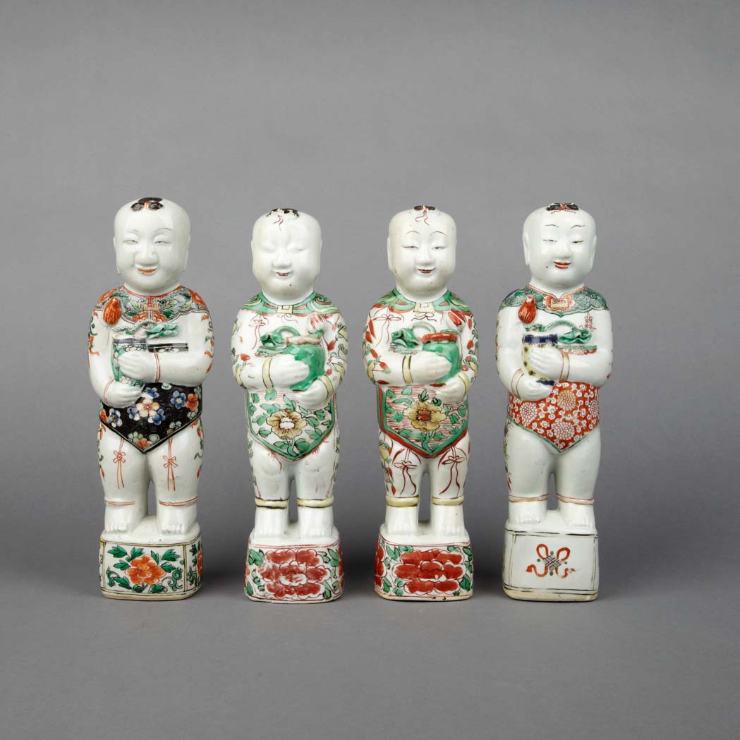 Appraisal: Four Chinese Famille Verte Glazed Porcelain He He Erxian th