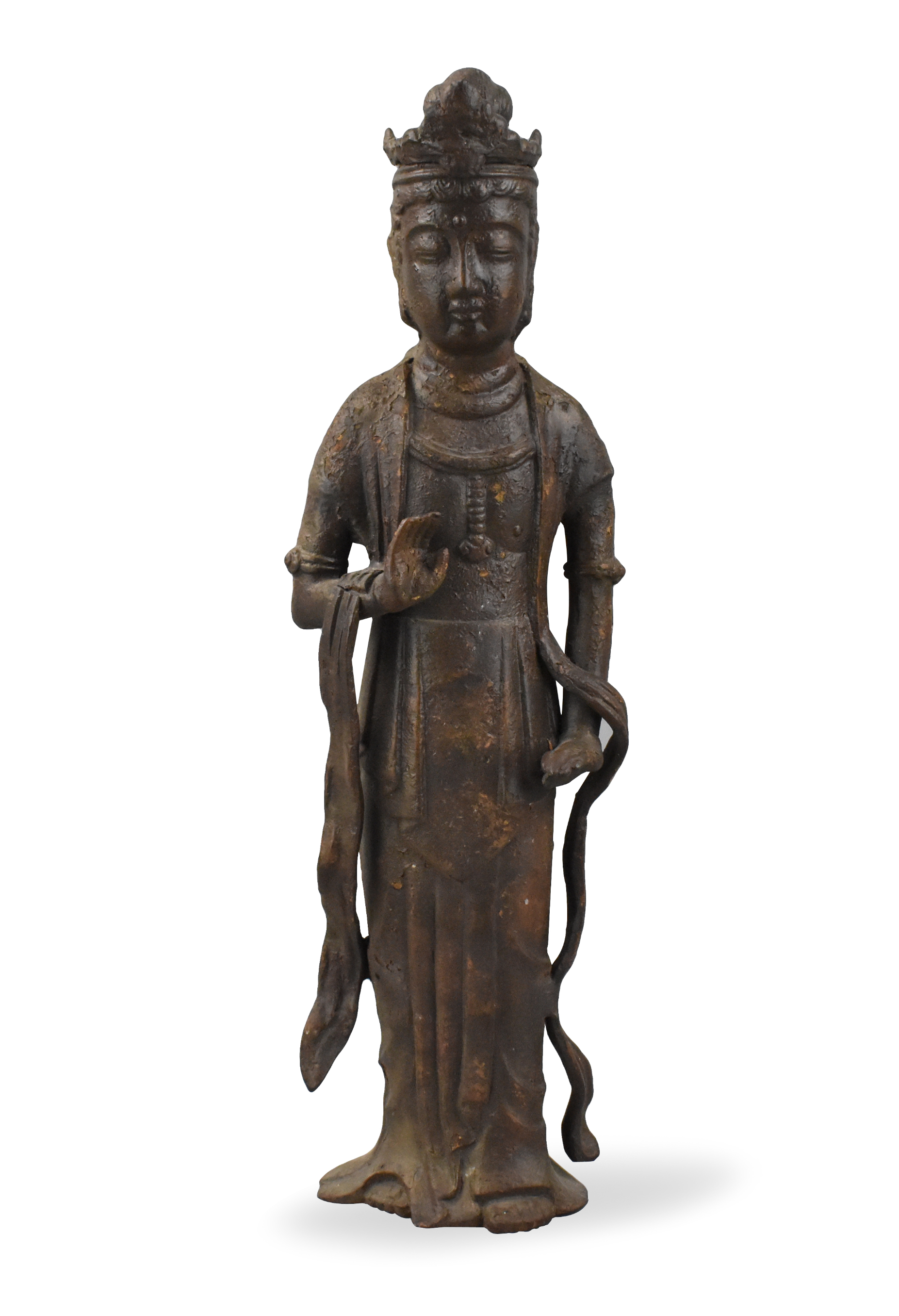 Appraisal: A Chinese cast iron standing Guanyin figure dating from the