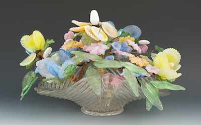 Appraisal: An Italian Glass Floral Centerpiece Lamp Set in a clear