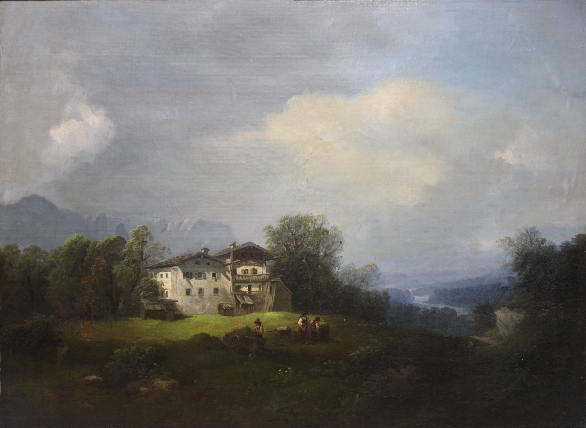 Appraisal: EUROPEAN SCHOOL LANDSCAPE TH CENTURY Hillside Landscape Scene Oil on