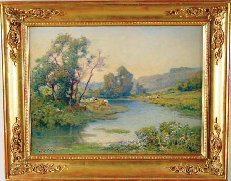 Appraisal: SAMUEL FRERE French - BY THE RIVER Impressionistic oil on