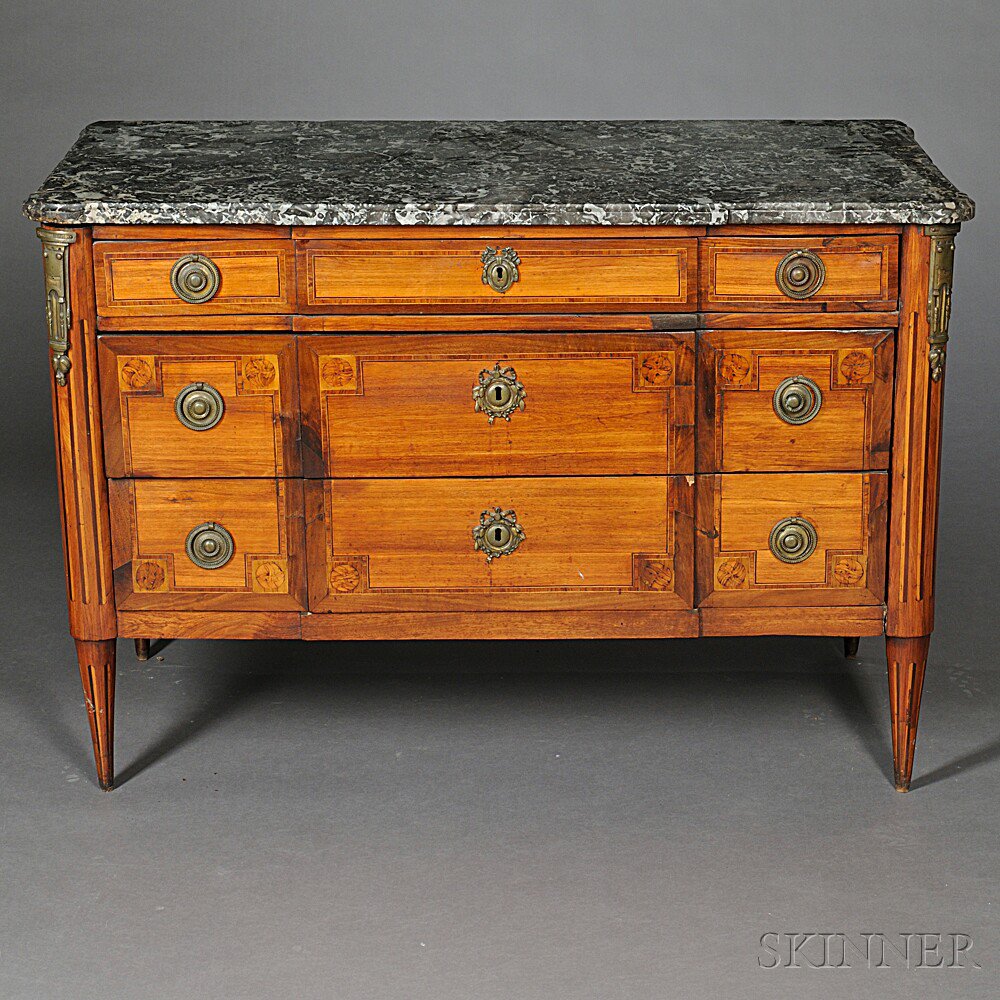 Appraisal: Louis XVI Marble-top Kingwood-veneered Commode northern Europe late th century