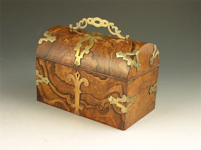 Appraisal: A late th century walnut and brass bound box by