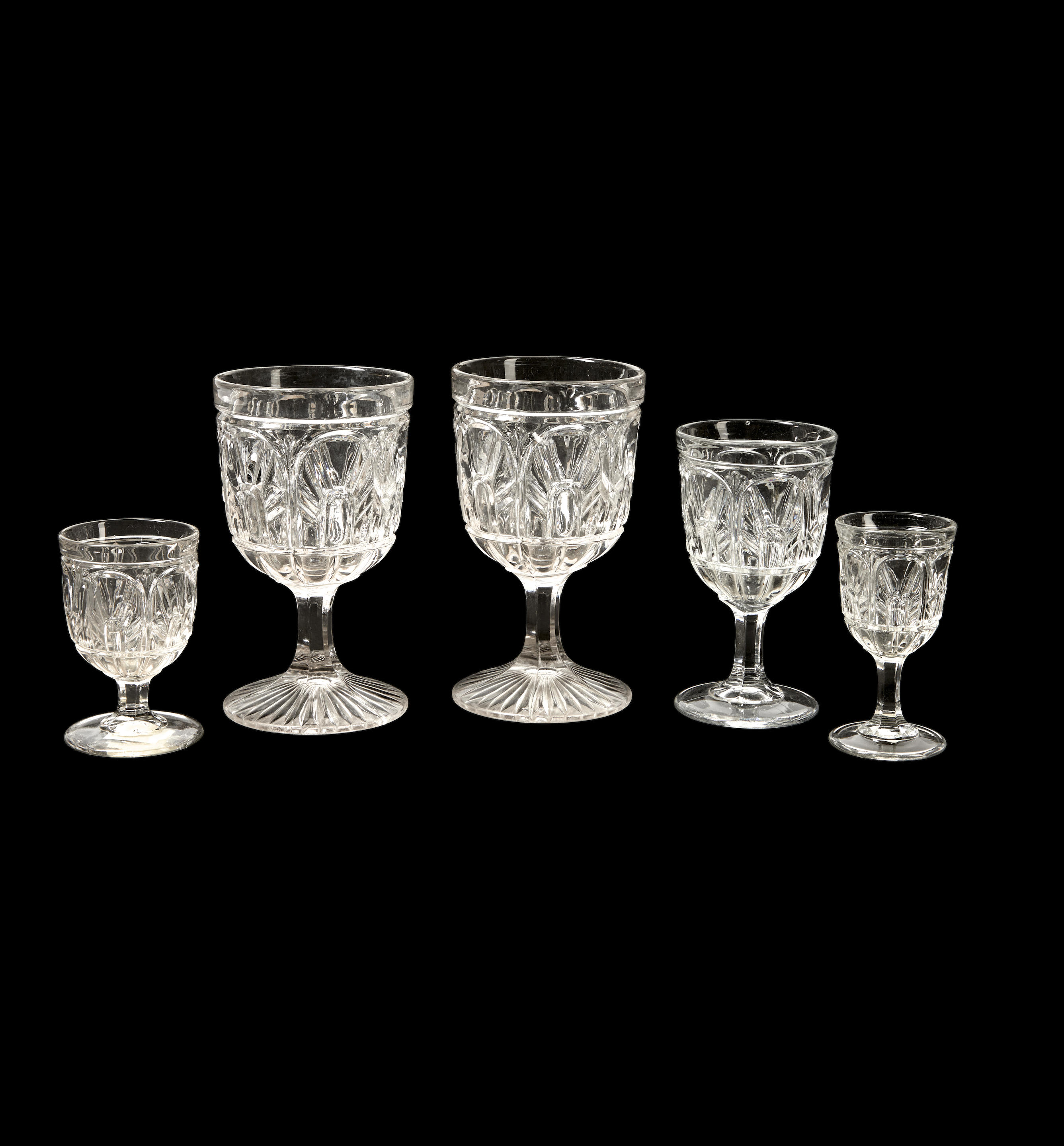 Appraisal: Thirty-Six Pieces of Early American Colorless Gothic Pressed Glassware including