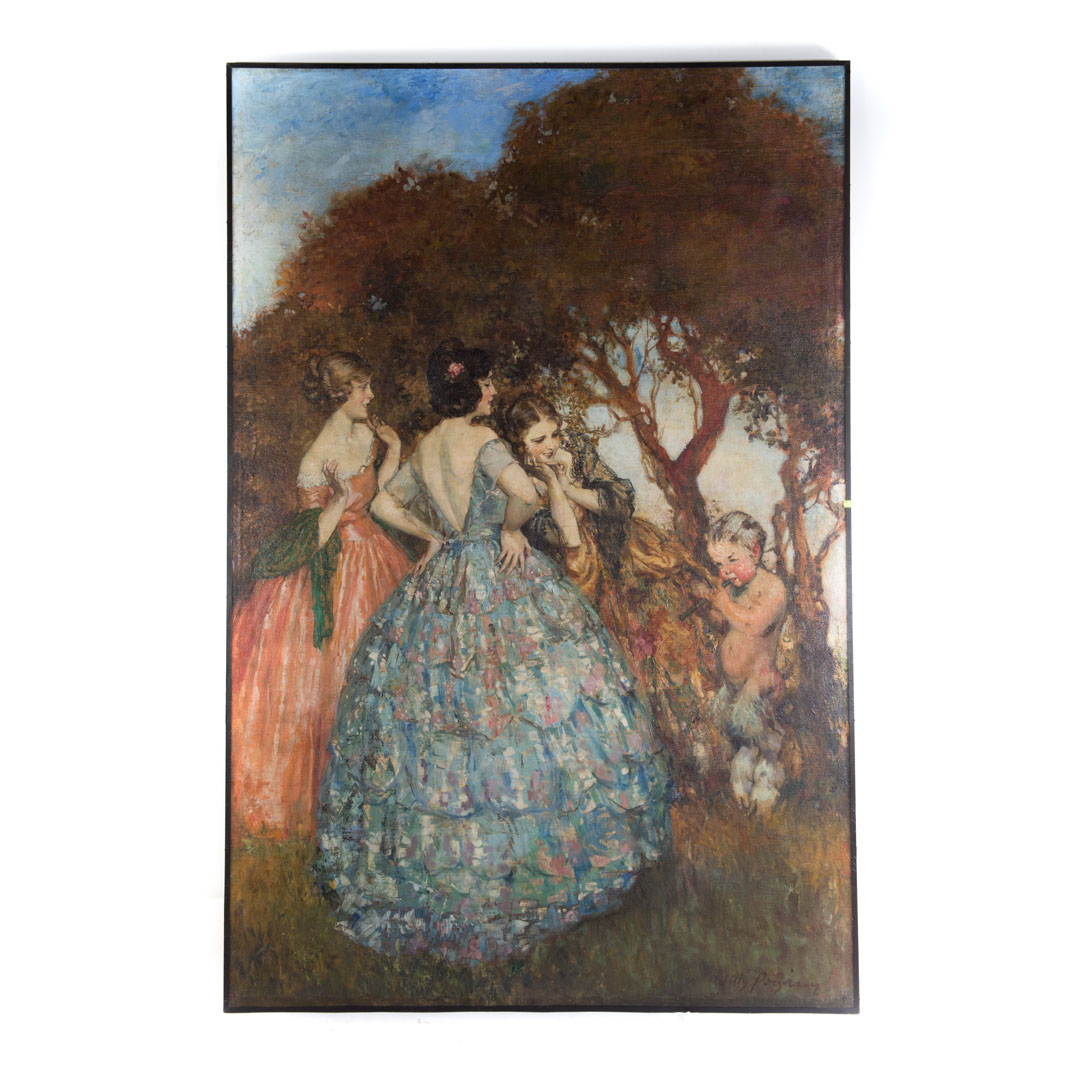 Appraisal: Willy Pogany Three Ladies Charmed by a Satyr oil Vilmos