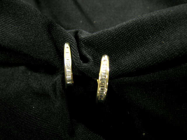 Appraisal: Diamond Earrings elongated hoops with baguette diamonds totaling carat in