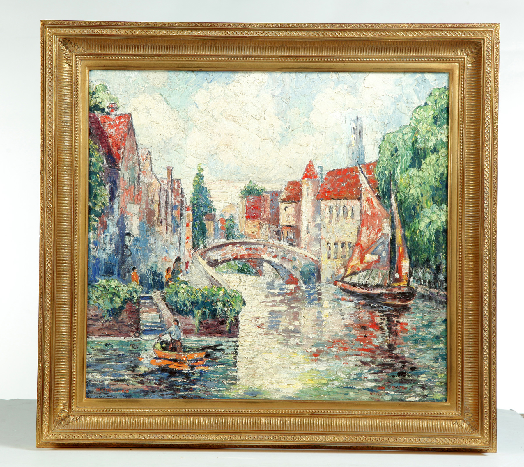 Appraisal: CANAL SCENE EUROPEAN SCHOOL ND HALF- TH CENTURY Oil on