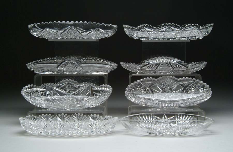 Appraisal: EIGHT CUT GLASS CELERY DISHES One signed Tuthill in engraved