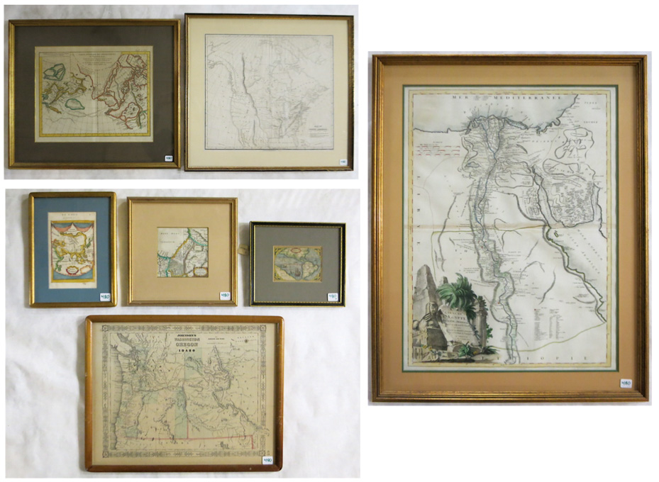 Appraisal: SEVEN FRAMED MAPS Carte De L Egypt P Sanitini Carte