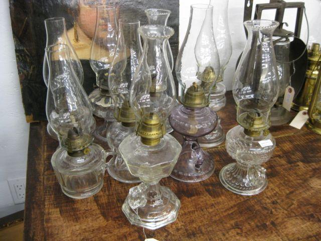 Appraisal: Antique Oil Lamps all with finger rings chamberstick style all