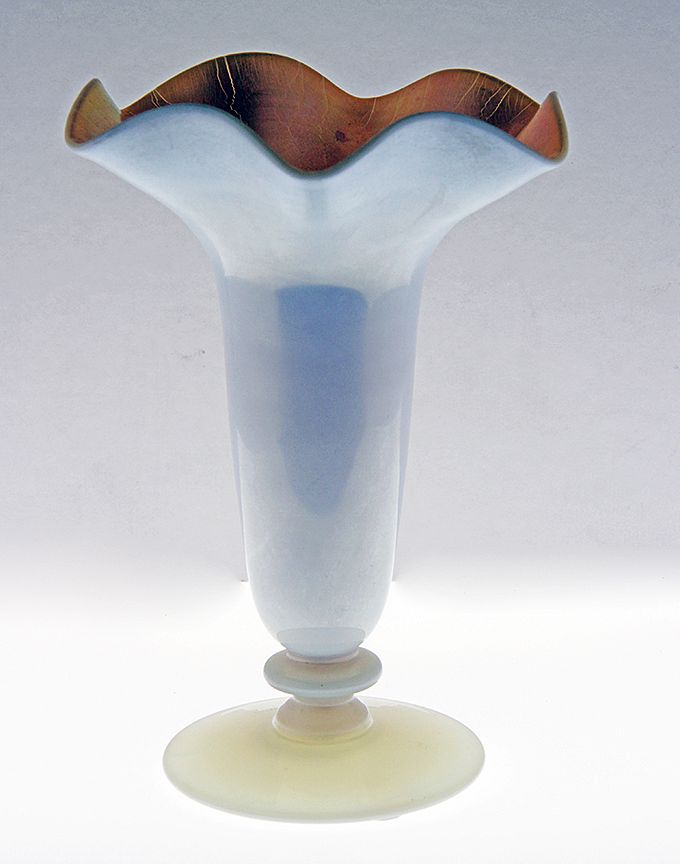 Appraisal: Steuben Type Fluted Flower Vase A possible Quezal or Steuben