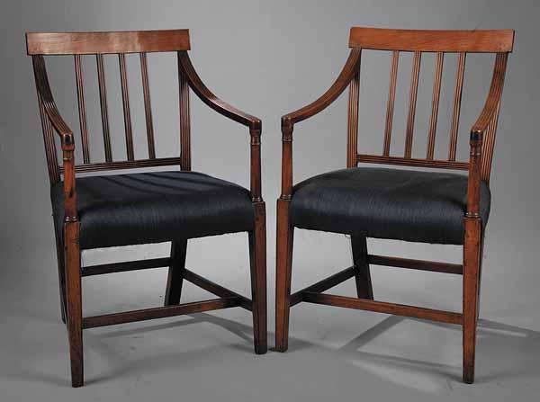 Appraisal: A Set of Eight Regency Carved Mahogany Dining Chairs early