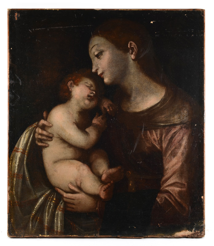 Appraisal: EARLY OLD MASTER MADONNA CHILD PAINTING Italian th or th