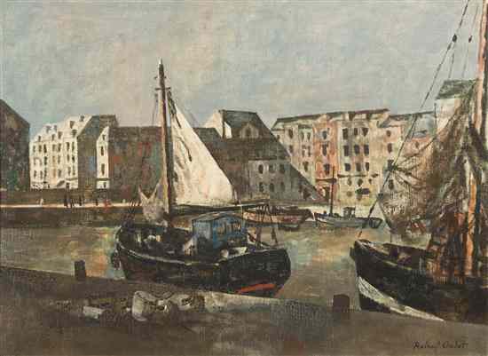 Appraisal: Roland Oudot French - Ships in the Harbor oil on