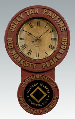 Appraisal: Kentucky tobacco clock marked on circular face border Jolly Tar