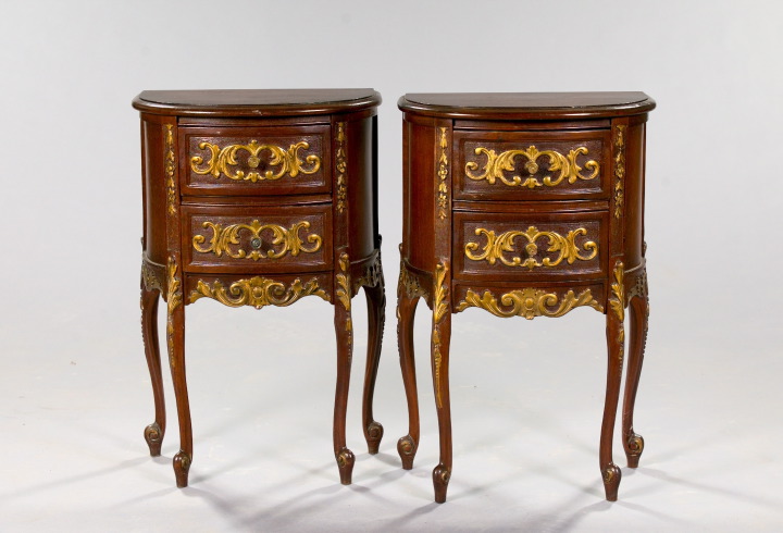 Appraisal: Pair of German Rococo-Style Mahogany and Parcel-Gilt Dwarf Commode Night