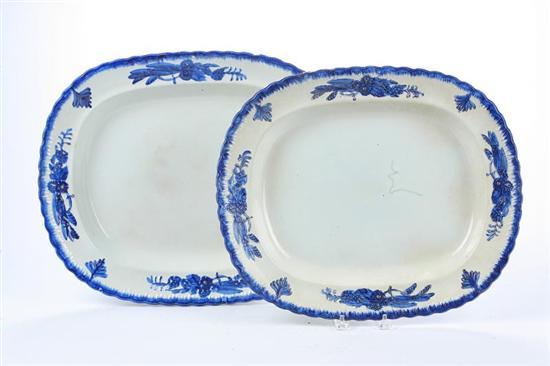 Appraisal: TWO BLUE FEATHER EDGE PLATTERS English st half th century