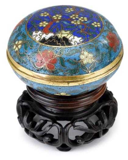 Appraisal: Good Chinese gilt-metal and cloisonne paste box th century