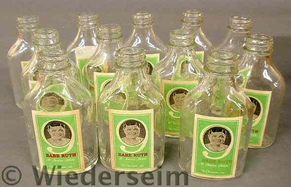 Appraisal: Twelve glass bottles with paper labels Babe Ruth- All American