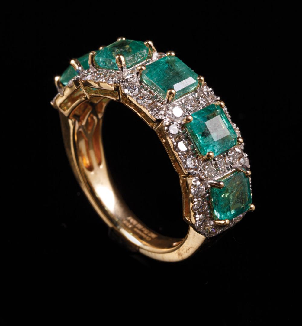 Appraisal: kt Yellow Gold Emerald and Diamond Ring comprised of prong