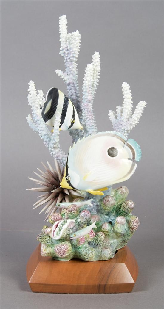 Appraisal: A Royal Worcester Four Eyed Butterfly Fish Height inches