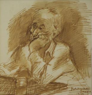 Appraisal: SOYER Raphael Ink on Paper Portrait of a Man Artist