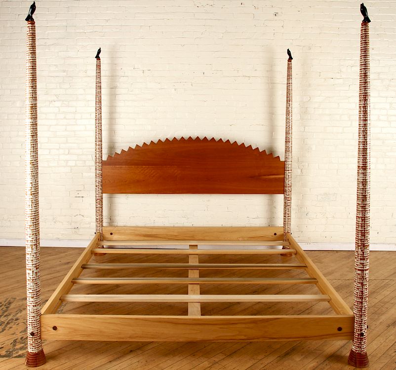 Appraisal: PETER DIEPENBROCK MIXED WOOD KING SIZE BED SIGNED Peter Diepenbrock