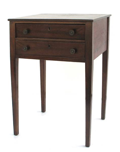 Appraisal: A Federal mahogany two-drawer work table height in width in