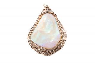 Appraisal: Handmade Sterling Silver Opal Pendant Large handmade modern sterling silver