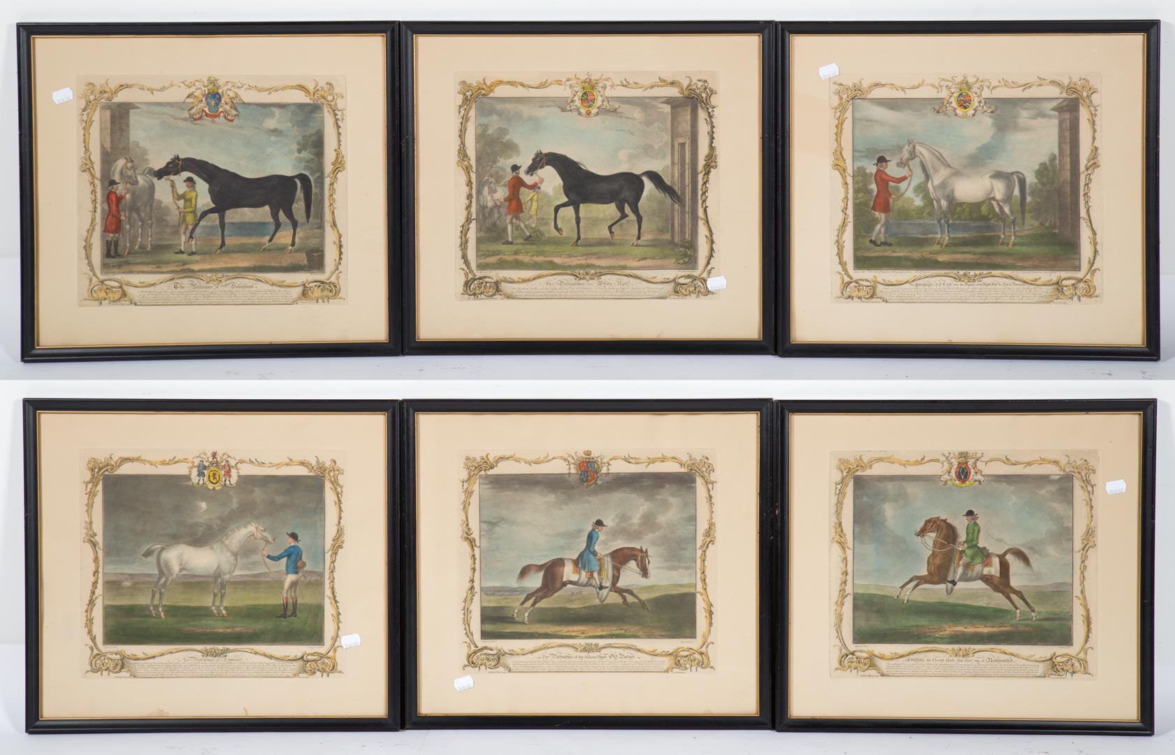 Appraisal: Six framed equestrian prints Undernumber