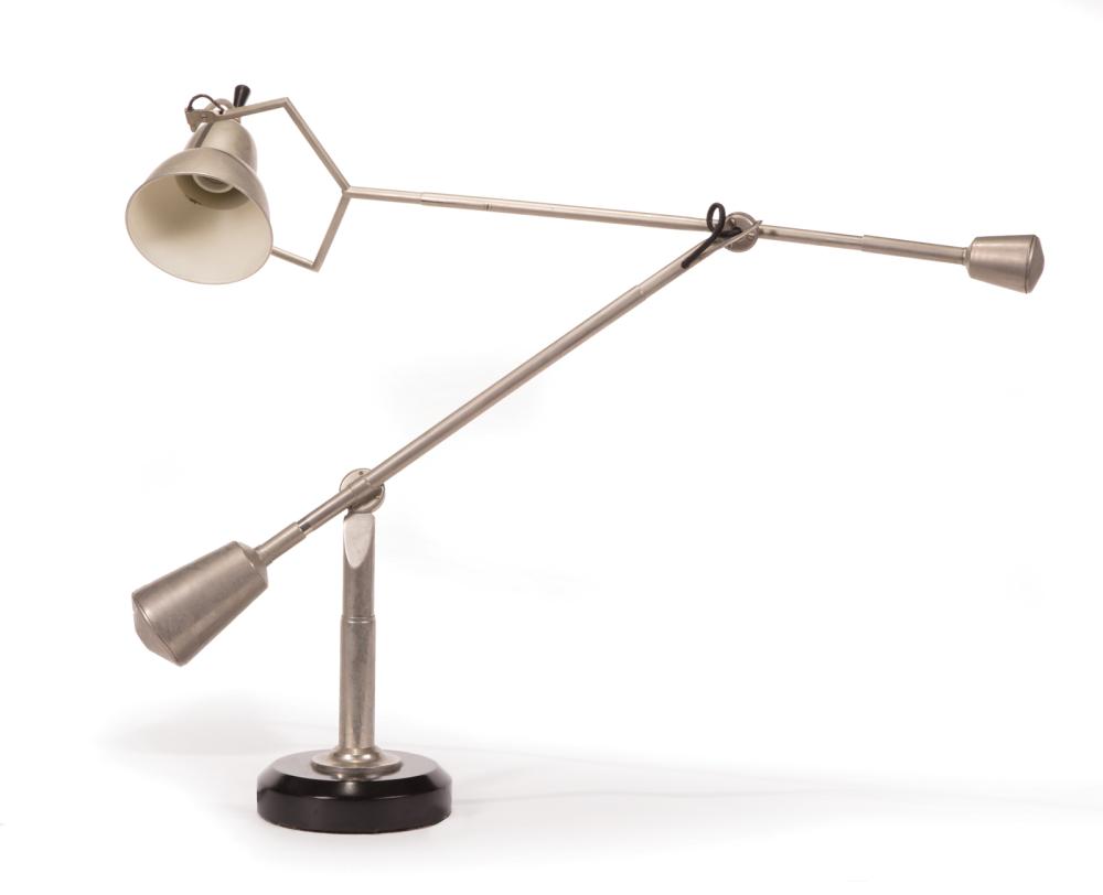 Appraisal: Edouard-Wilfred Buquet Counterbalance Table Lamp Model EB- nickle-plated brass aluminum