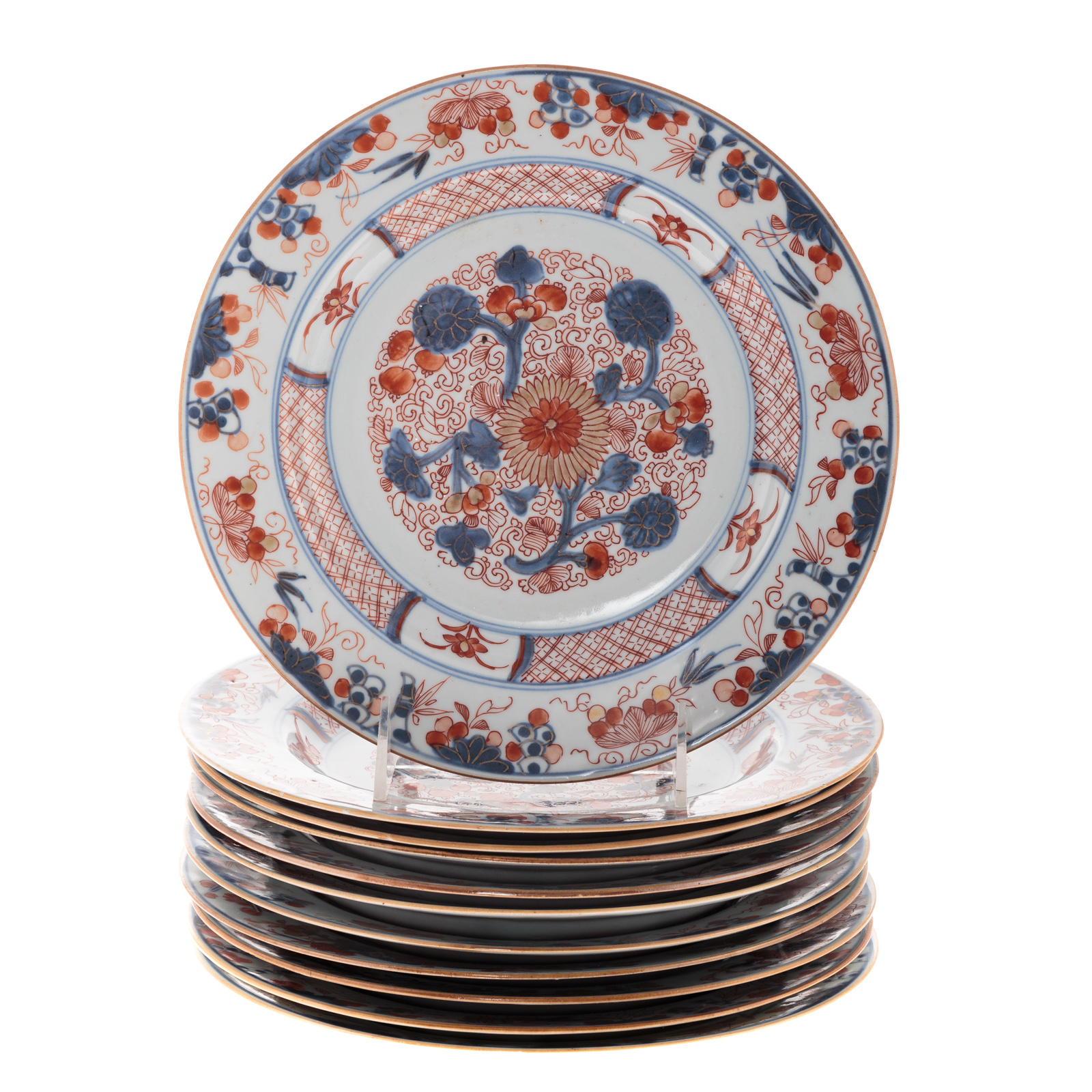 Appraisal: CHINESE EXPORT IMARI PLATES Circa - floral and vine decoration