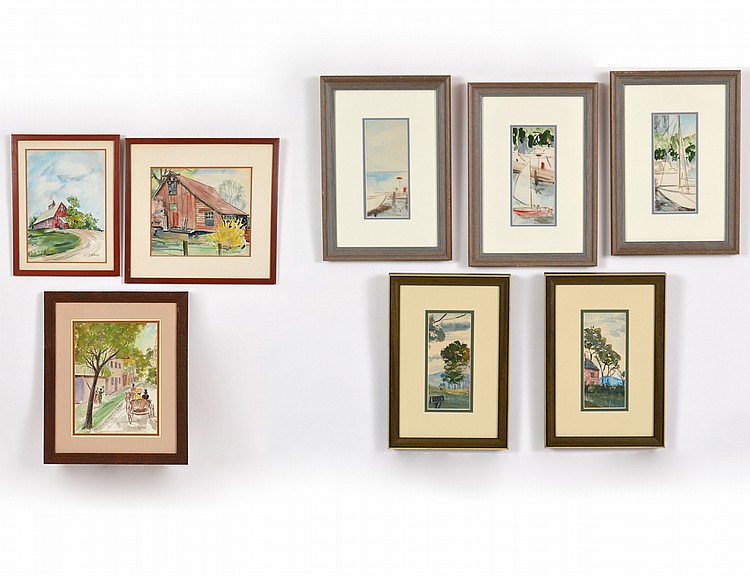 Appraisal: GROUP OF EIGHT AMERICAN WATERCOLOR PAINTINGS BY HELEN BELNAP -