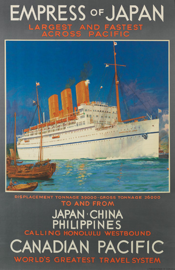 Appraisal: DESIGNER UNKNOWN EMPRESS OF JAPAN CANADIAN PACIFIC x inches x