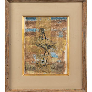 Appraisal: Kelly Fearing American - Heron mixed media on paper signed