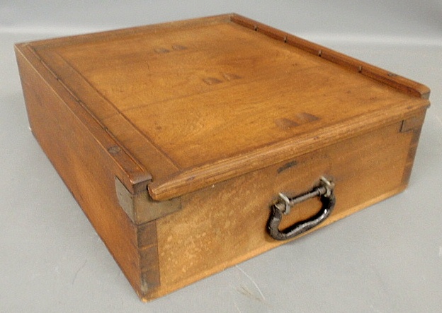 Appraisal: - Unusual walnut butter box th c with dovetailed construction