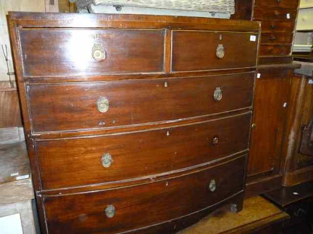 Appraisal: A TH CENTURY BOW FRONTED MAHOGANY CHEST of two short