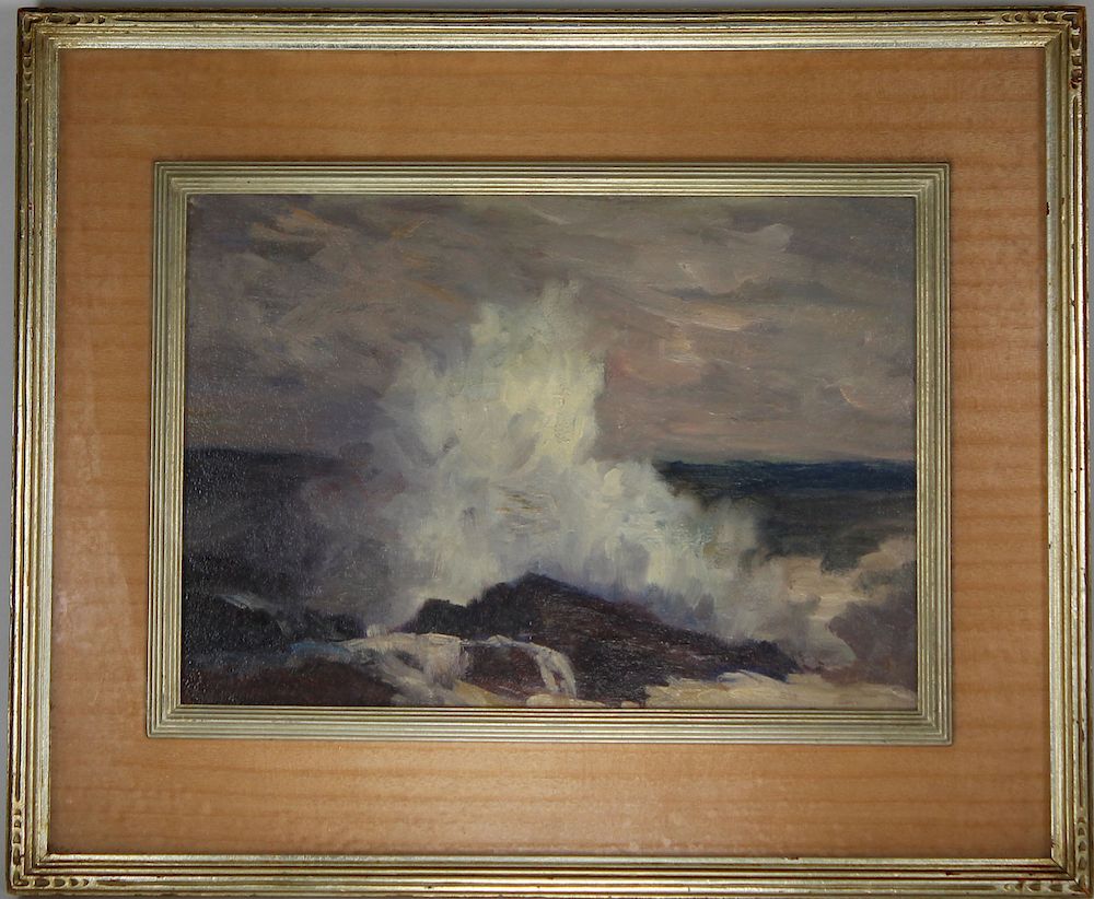 Appraisal: Signed American School Surf at Pigeon Cove Signed Antique American