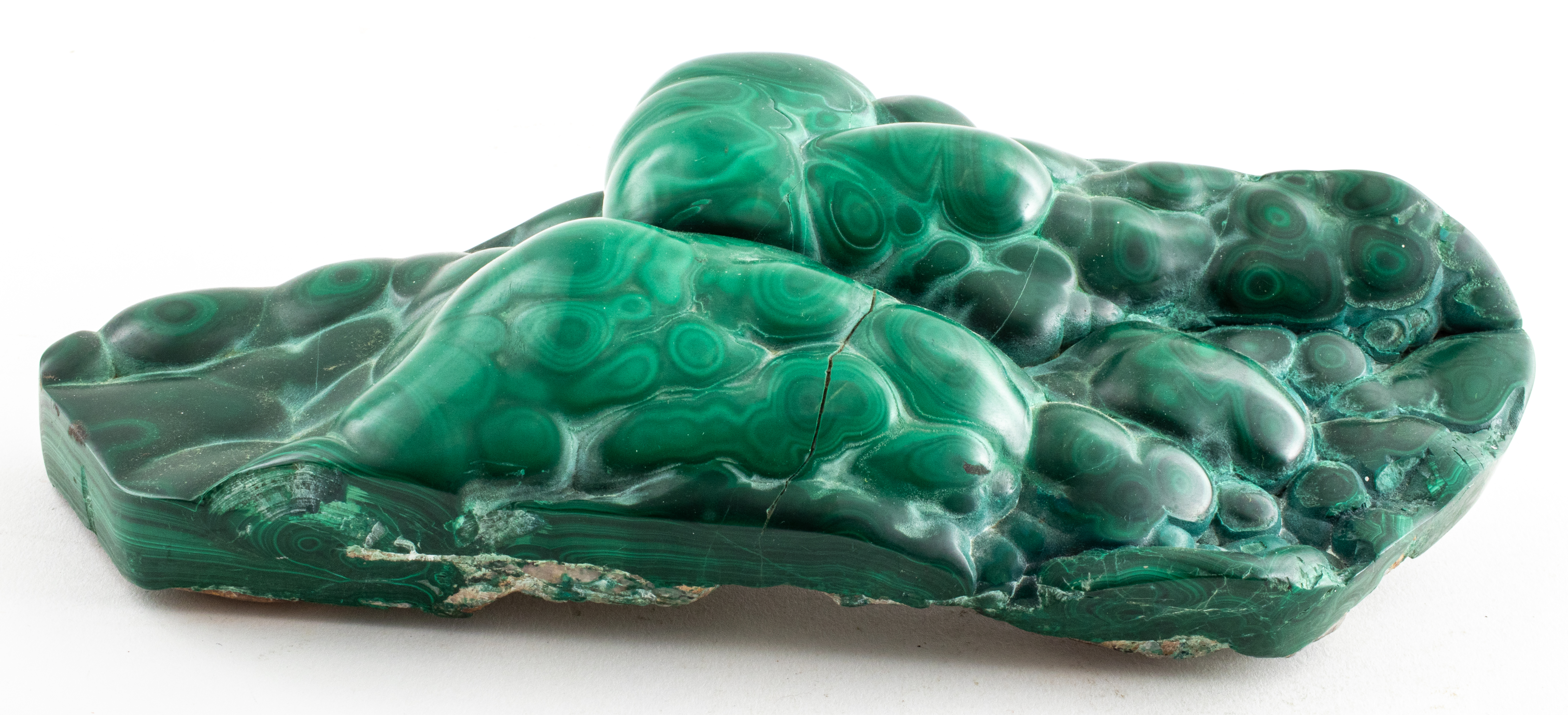 Appraisal: LARGE MALACHITE GEODE SPECIMEN Large malachite geode mineral specimen H