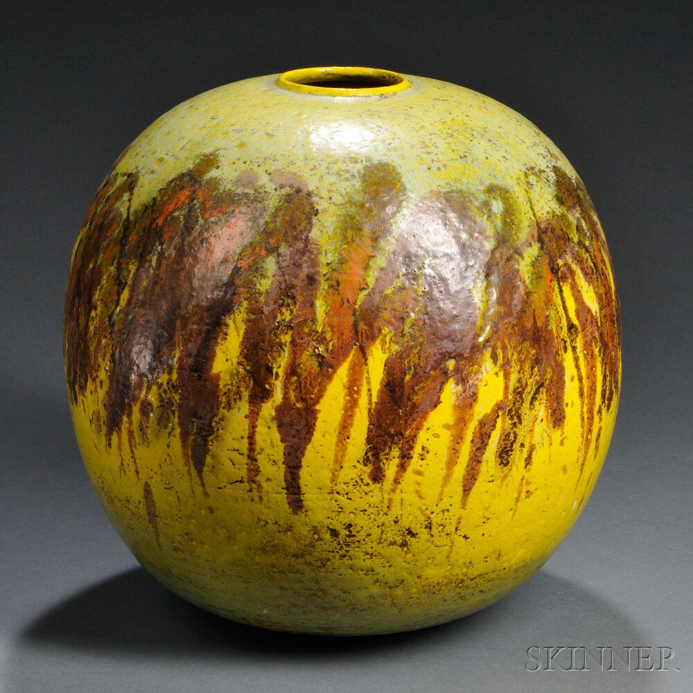 Appraisal: Large Raymor Pottery Vase Italy mid- th century Spherical form