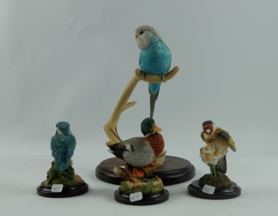 Appraisal: Border Fine Art figure Budgerigar Blue RB A and smaller