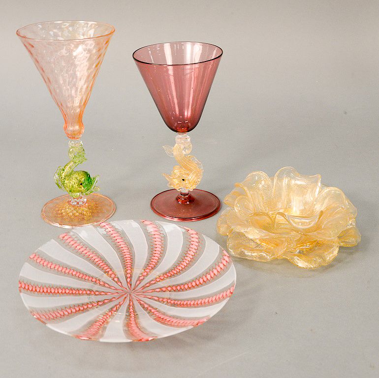 Appraisal: Venetian glass group pieces to include a set of eight