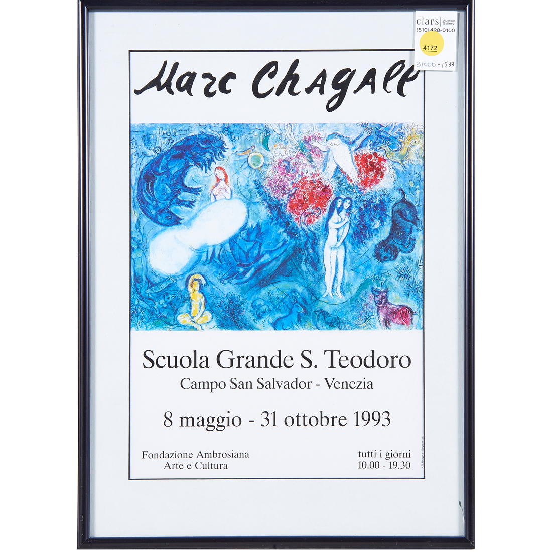 Appraisal: POSTER MARC CHAGALL SCUOLA GRANDE S TEODORO Marc Chagall Scuola