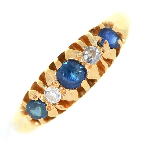 Appraisal: A sapphire and diamond five stone ring in ct gold