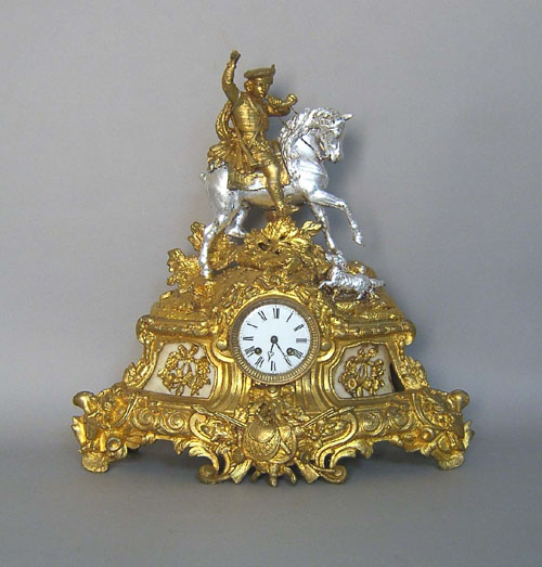 Appraisal: French spelter mantle clock h PARTS